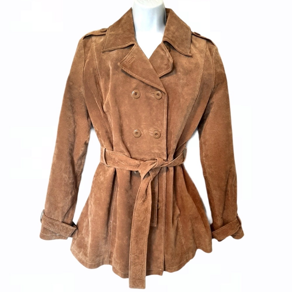 NWOT VTG WILSONS SUEDE CAMEL TRENCHCOAT XL